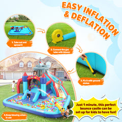 Whubefy Inflatable Bounce House Water Slide