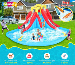 Whubefy Inflatable Water Slide for Kids 3-12, 14.5 x 12.7FT Big Waterslide Bounce House Park with Double Slides Climbing Wall Splash Pool