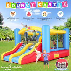 Whubefy Bounce House for Kids 3-10, 12.6FTx9FT Inflatable Bounce House with Blower for Big Kids 3-6 with Double Slide Obstacle