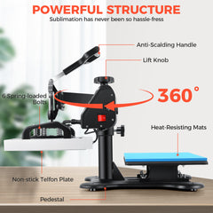 Whubefy 12" x 10" Heat Press Machine for T-Shirt